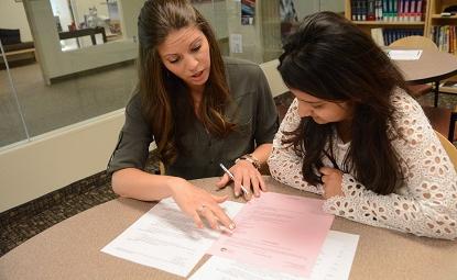 Career Center staff meeting with student