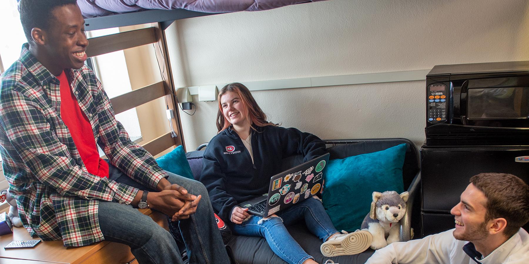 Students in dorm room